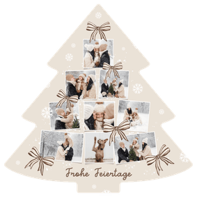 Weihnachtskarte Fotocollage Tannenbaum mit Schleifen