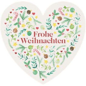 Weihnachtskarte 'Frohe Weihnachten' Symbole in Herzform