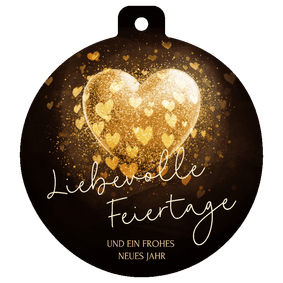 Weihnachtskarte Herzen Weihnachstkugel-Form 