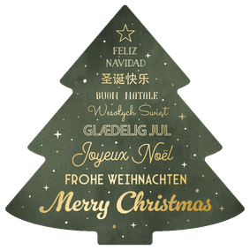 Weihnachtskarte international Weihnachtsbaum Sprachen