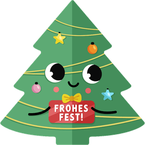 Weihnachtskarte Kinder lustiger Weihnachtsbaum mit Gesicht