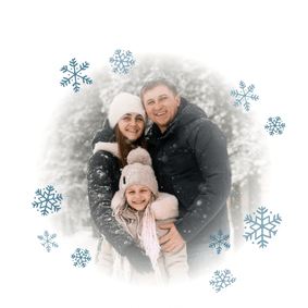 Weihnachtskarte Kugelform Christbaumkdeko Foto Schnee