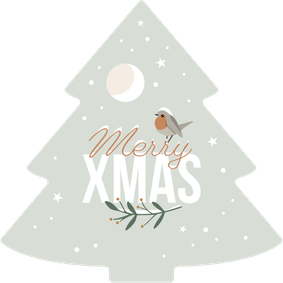 Weihnachtskarte Tannenbaum 'Merry XMAS' Rotkehlchen Winter