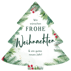 Weihnachtskarte Tannenbaum Zweige und Beeren