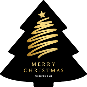 Weihnachtskarte Weihnachtsbaum Form schwarz mit Goldoptik