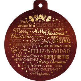 Weihnachtskarte Weihnachtskugel mit Sprachen