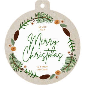 Weihnachtskarte Zweige Kranz Papier Weihnachtskugel