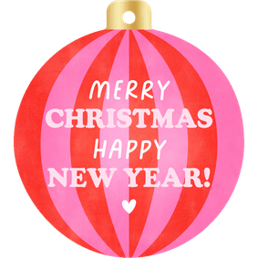 Weihnachtskugel Grußkarte gestreift englisch