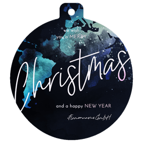 Weihnachtskugel-Grußkarte mit Weltkarte 'Merry Christmas'