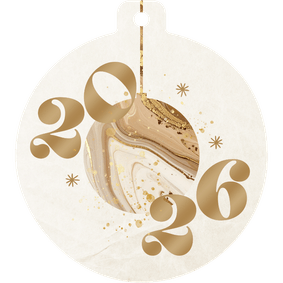 Weihnachtskugel-Karte Marmor 2026 beige gold