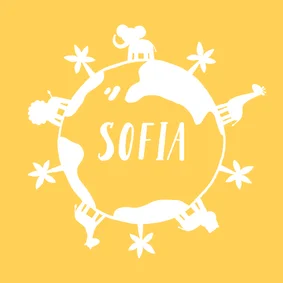 Adoptionskarte Erdkugel mit Tieren gelb