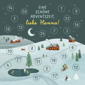 Adventskalender-Karte mit Winterlandschaft