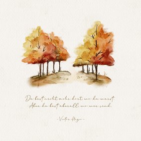 Beileidskarte Herbstwald Birken Wäldchen Aquarell