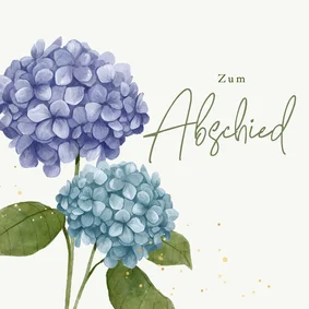 Beileidskarte Hortensien lila & blau 'Zum Abschied'