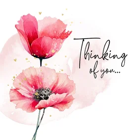 Beileidskarte Mohnblumen Aquarell Englisch