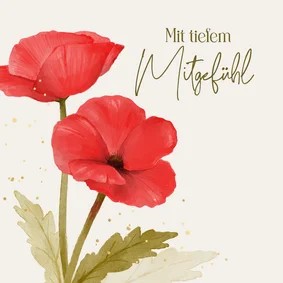 Beileidskarte rote Mohnblumen Aquarell 'Mitgefühl'