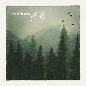 Beileidskarte Tannenwald Aquarell dunkelgrün