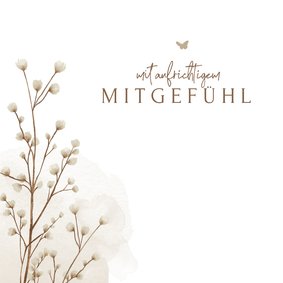 Beileidskarte Trockenzweig Aquarelloptik schlicht
