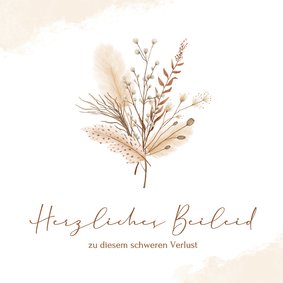 Beileidskarte Trockenzweige Strauß Aquarell in Beige