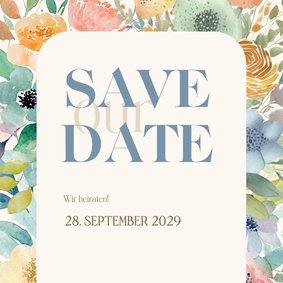 Blumige Save-The-Date-Karte Aquarelldesign