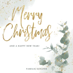 Botanisch Weihnachtskarte mit Wasserfarbe und Zweig