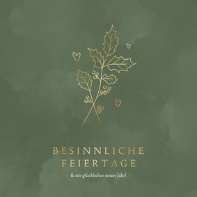 Botanische Weihnachtskarte Zweig Golddruck