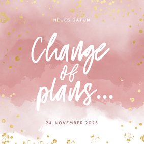 Change-of-plans-Karte Terminänderung rosa