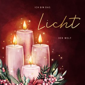 Christliche Grußkarte Advent vier Adventskerzen