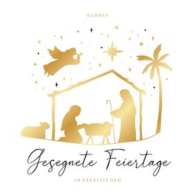 Christliche Weihnachtskarte Krippe schlicht & edel