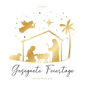 Christliche Weihnachtskarte Krippe schlicht & edel