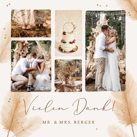 Dankeskarte Boho-Hochzeit Pampasgras Fotocollage