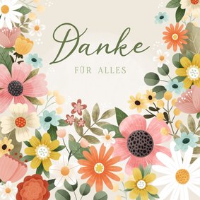 Dankeskarte bunte Blumen