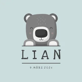Dankeskarte Geburt Bär blau Foto Innenseite