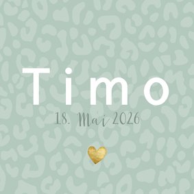 Dankeskarte Geburt Leopardenprint blaugrün Foto innen