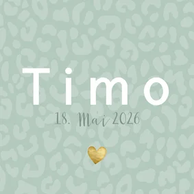 Dankeskarte Geburt Leopardenprint blaugrün Foto innen