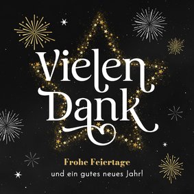 Dankeskarte geschäftlich Stern 'Vielen Dank' mit Feuerwerk