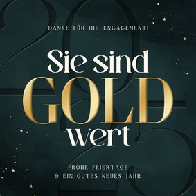 Dankeskarte 'Sie sind Gold wert' Weihnachten Firma 