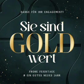 Dankeskarte 'Sie sind Gold wert' Weihnachten Firma 
