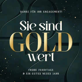 Dankeskarte 'Sie sind Gold wert' Weihnachten Firma