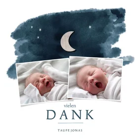 Dankeskarte Taufe Fotocollage Mond & Sternenhimmel
