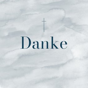 Dankeskarte Trauer Kreuz blau auf Aquarell