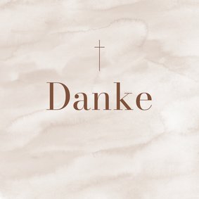 Dankeskarte Trauer Kreuz braun auf Aquarell