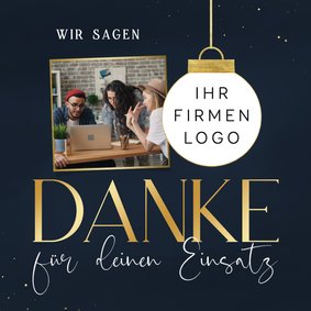 Dankeskarte Weihnachten Geschäftslogo in Weihnachtskugel