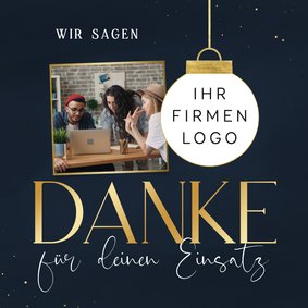 Dankeskarte Weihnachten Geschäftslogo in Weihnachtskugel