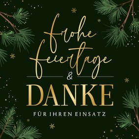 Dankeskarte zu Weihnachten geschäftlich mit Tannenzweigen