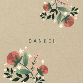 Dankeskarte zur Hochzeit mit Foto im botanischen Look