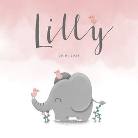 Danksagung Geburt Elefant rosa Foto innen