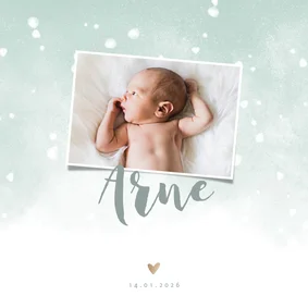 Danksagung Geburt grün eigenes Foto & Schnee