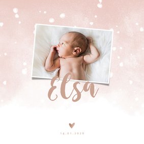 Danksagung Geburt rosa eigenes Foto & Schnee