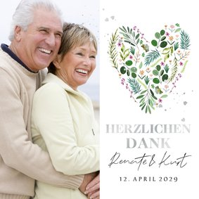 Danksagung Hochzeitsjubiläum botanisches Herz